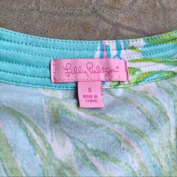 Lilly Pulitzer Joy Top Knit Tunic Big Bam Bamboo Printed Green Blue S - Picture 5 of 5